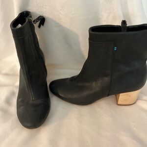 Tom’s Blue Ankle Boots with Wooden Heel